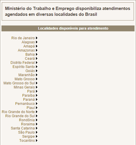 Agendamento do Seguro Desemprego - página do Ministério do Trabalho