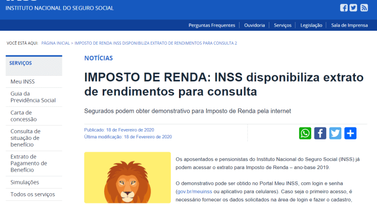 Extrato INSS par Imposto de Renda 2025