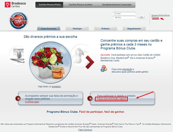 Cadastro no Bonus Clube