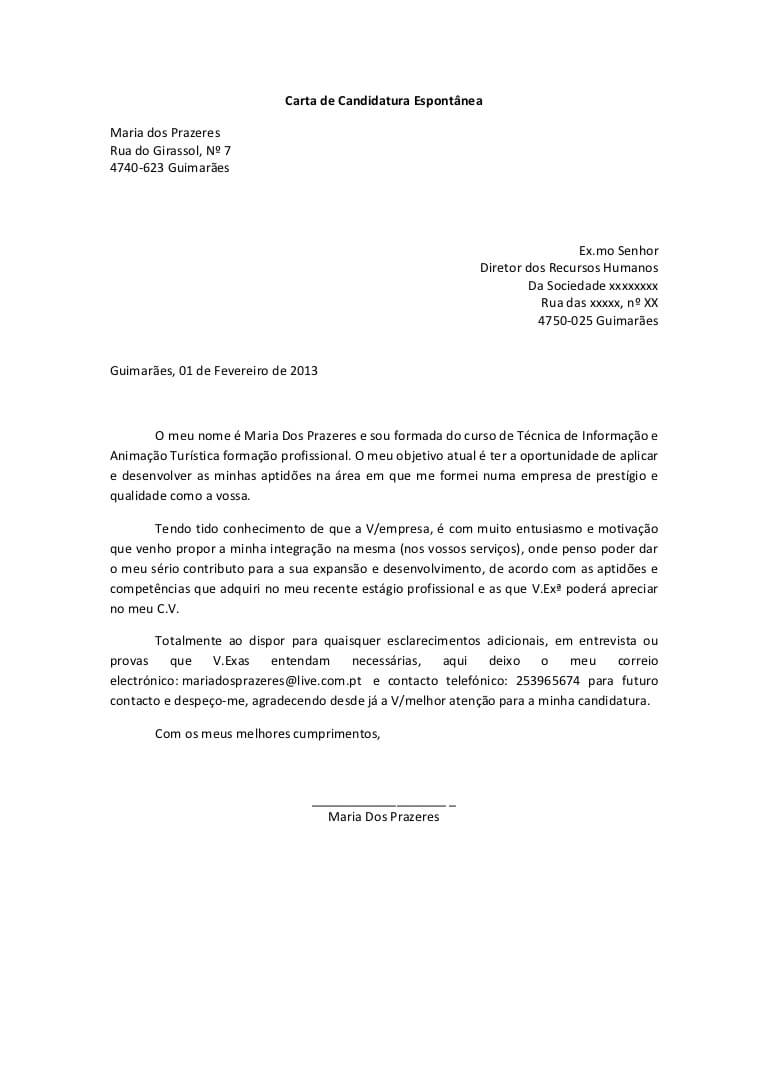 Carta de apresentação profissional por email