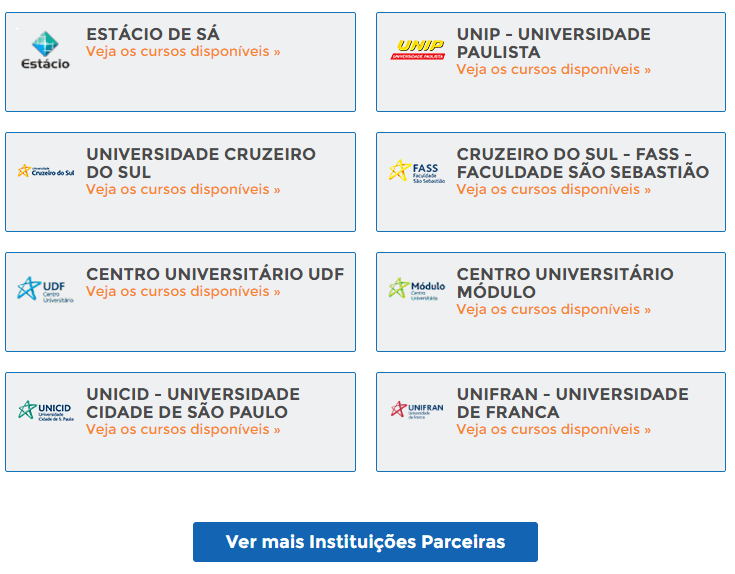 Instituições parceiras do Programa Educa Mais Brasil