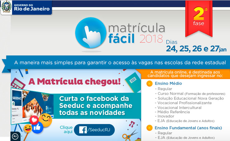 Matrícula Fácil 2025: inscrição