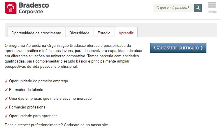 Inscrição Jovem Aprendiz Bradesco 2025